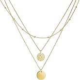 MINDDHA 14K Gold Plated Layering Necklaces | Minimalist Pendant Design | Stylish Coin Pendant Necklace for Women | 15 Inch 18 Inch + 3 Inch extender