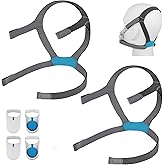 Hecatelly 2 Pack Replacement F40 Headgear and 2 Pairs Magnetic Clips for AirFit F40 Headgear,Comfortable Adjustable Head Strap Replacement for Resmed F40 Full Face Mask-Standard/Medium Size