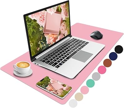 Niviy Leather Desk Mat Pink PU Non-Slip 60x35 cm Waterproof Large Desk Pad