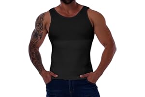 Gleefeat Mens Shapewear Slimming Body Shaper Compression Shirt Tummy Control Undershirt Abdomen Gynecomastia Tank Top Vest