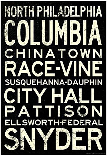 Philadelphia Broad Street Line Stations RetroMetro Poster 13 x 19in with Poster Hanger