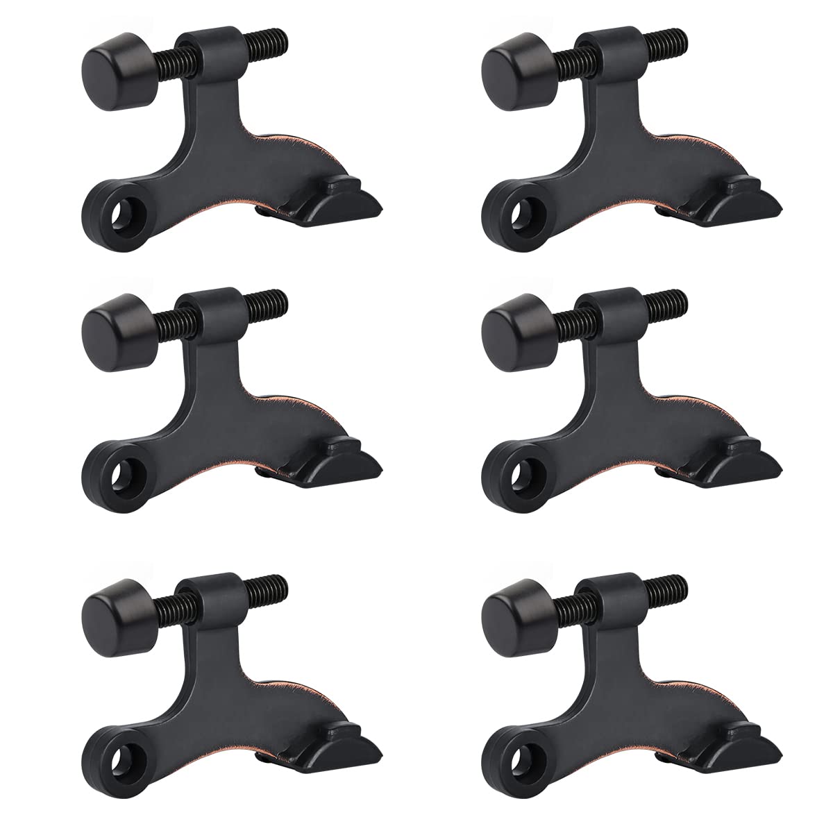 Photo 1 of HOMOTEK 6 Pack Hinge Pin Oil Rubbed Bronze Door Stopper,Adjustable Deluxe Heavy Duty Door Stopper 2-1/2"x1-3/4”,with Black Rubber Bumper Tips