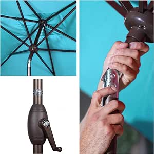 Amazon Com Abba Patio Rectangular Patio Umbrella Outdoor Market Table Umbrella With Push Button Tilt And Crank For Garden Lawn Deck Backyard Pool 6 6 By 9 8 Ft Turquoise Garden Outdoor