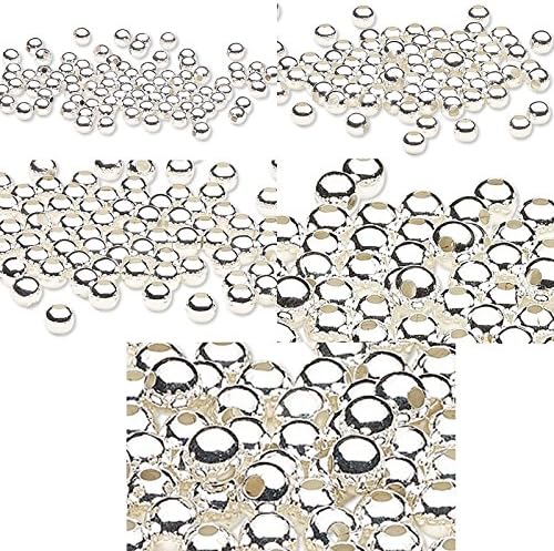 100 Shiny Silver Finished Steel Metal Round Spacer Accent Ball Beads - 6mm