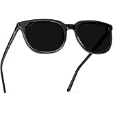 WearMe Pro Abner Men's Polarized Sunglasses, Retro Flat Square Style, UV400 | Shatter-Resistant Lens, 5-Barrel Metal Hinges, Great for Travel and Outdoors, Includes Microfiber Pouch for Cleaning/Storage
