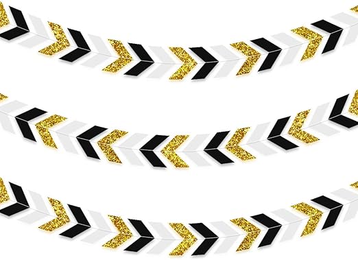 Amazon Com Nicrolandee Black Gold Party Decorations Arrow Paper