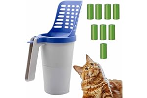ERPMEL Cat Litter Scoop with Large Capacity Cat Litter Box, etachable Deep Cat Litter Shovel with 120 Count Refill Bags, Large Capacity Portable Integrated Litter Scoop, Easy to Clean and Use