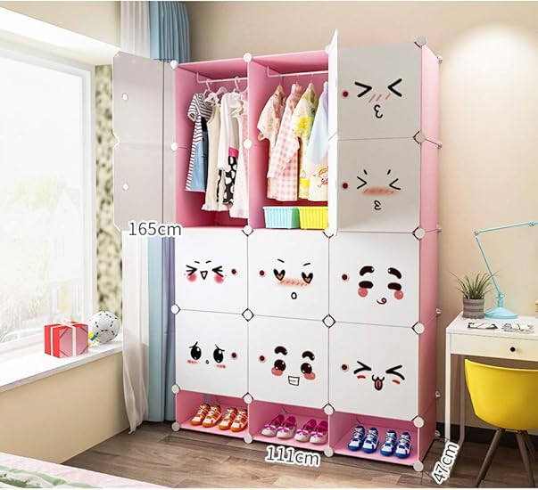 Yigui Garde Robe Armoire Pour Enfants Simple Bebe Tissu En Plastique Assemble Armoire De Rangement Casier Dessin Anime Enfant Bebe Fille Armoire U Amazon Fr Cuisine Maison