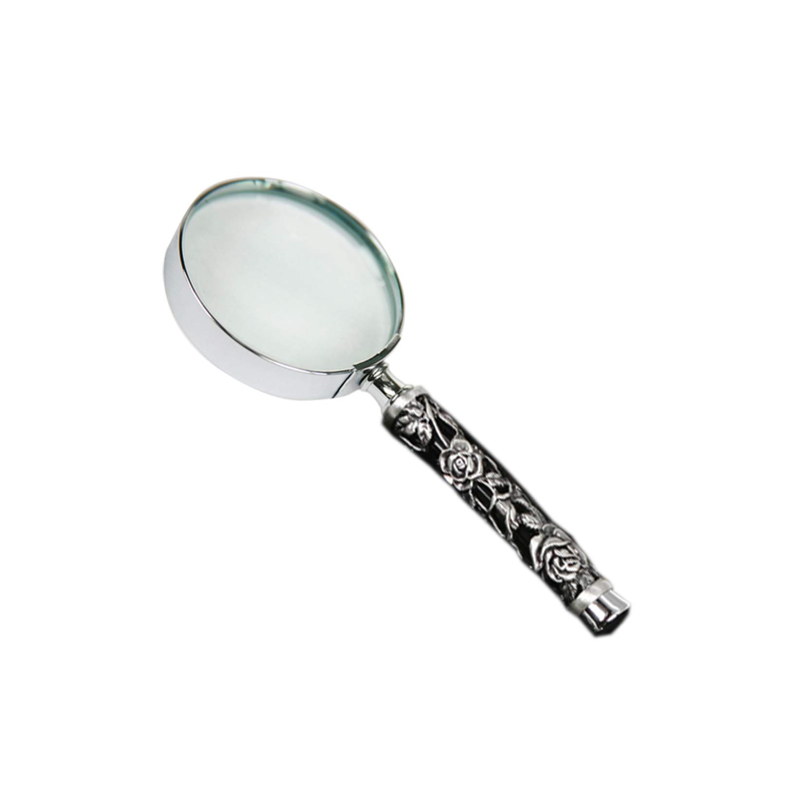Carmani - Handheld Magnifier with 3D metal Rose pattern