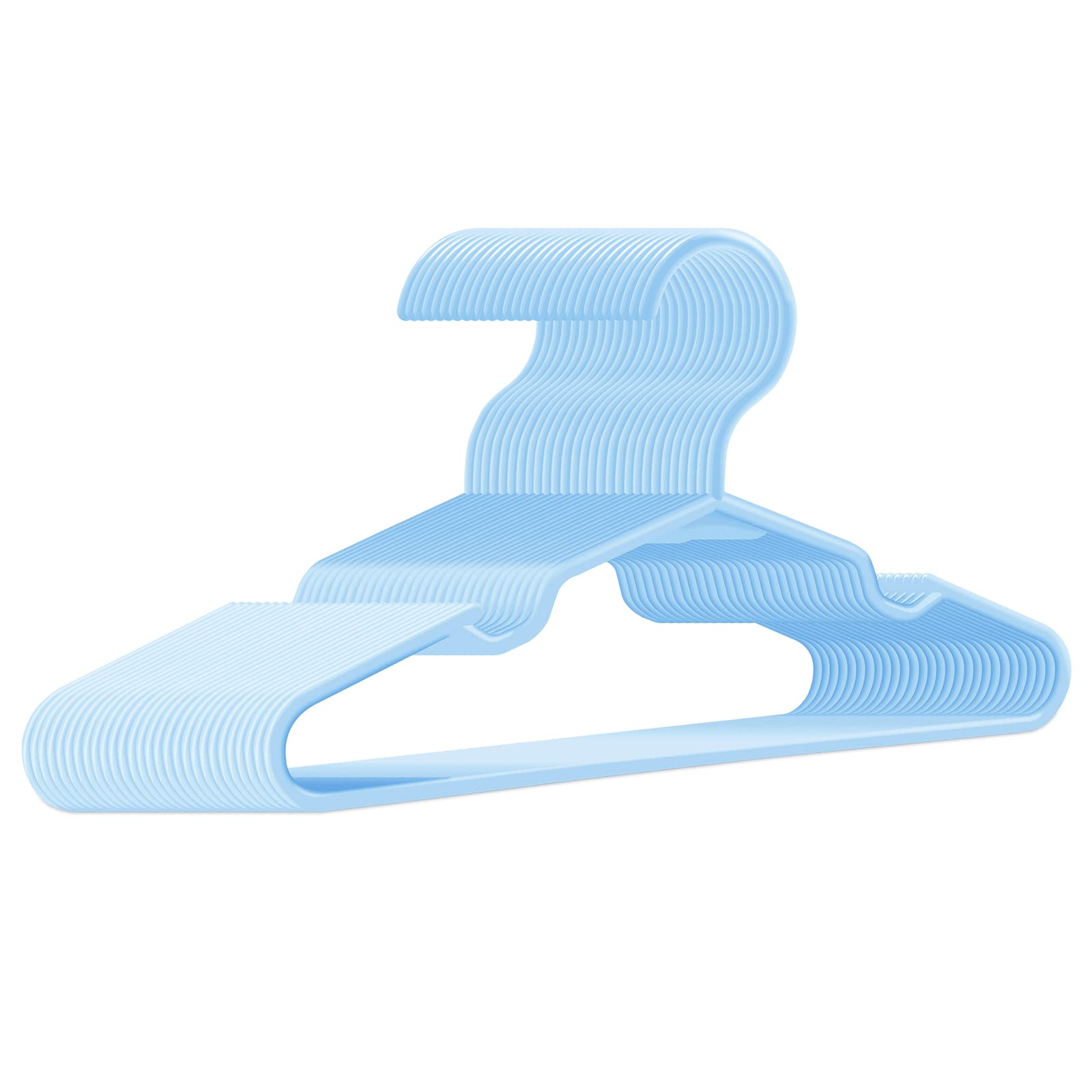 trusir Baby Hangers for Closet 50 Pack Blue Plastic Kids Children's Clothes Hangers Non-Slip (Blue, 50)