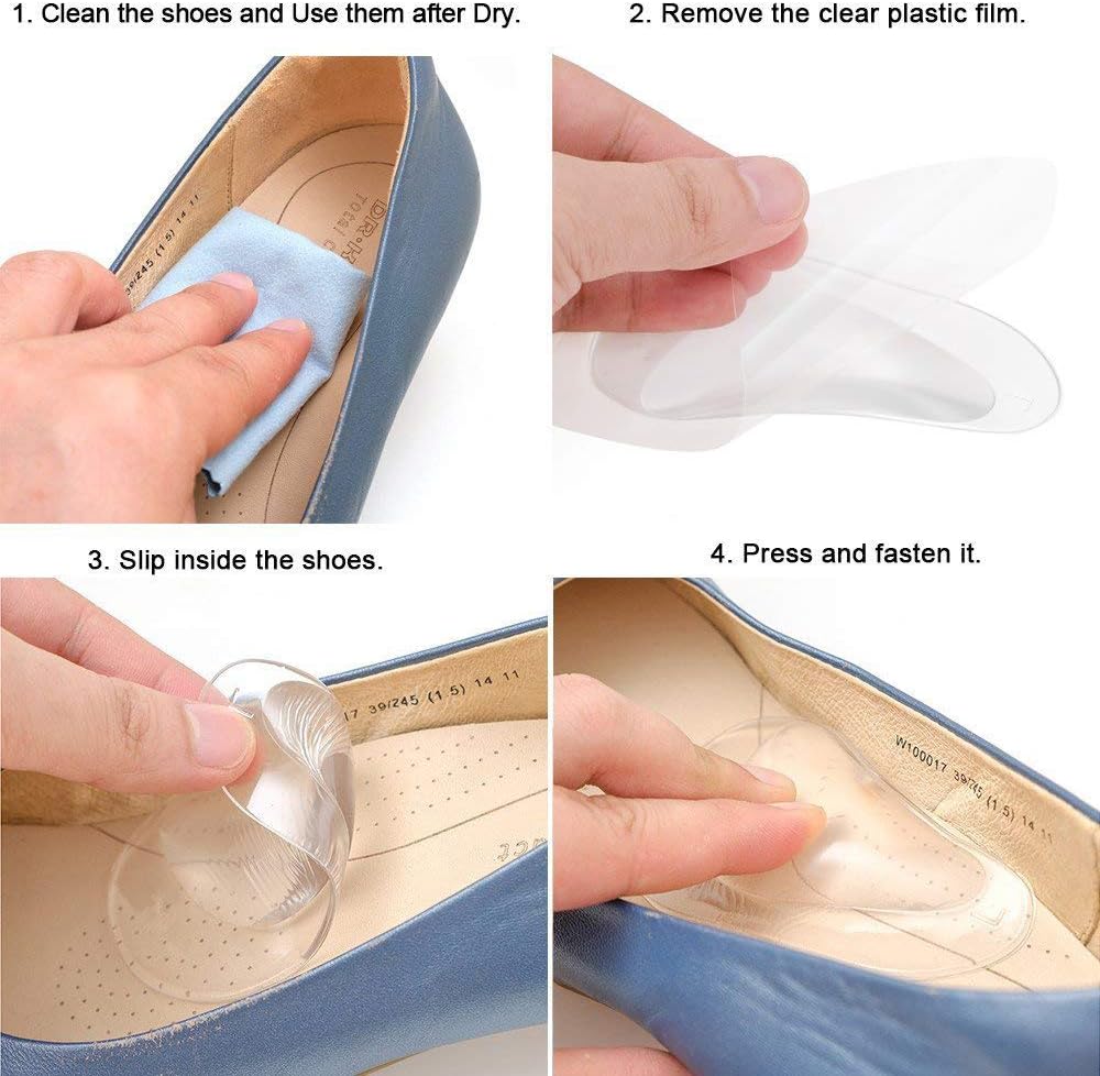 Dr. Foot's Arch Support Shoe Insoles for Flat Feet, Gel Arch Inserts for Plantar Fasciitis, Adhesive Arch Pad for Relieve Pressure and Feet Pain- 3 Pairs (Beige+Blue+ Clear): Health & Personal Care