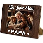 Papa Gift, Rustic Wood Photo Frame Gifts from Grandchildren, Grandpa Picture Frame - We Love You Papa, 4x6 inch, Father's Day Birthday Thanksgiving Christmas Gift, Farmhouse Home Decor
