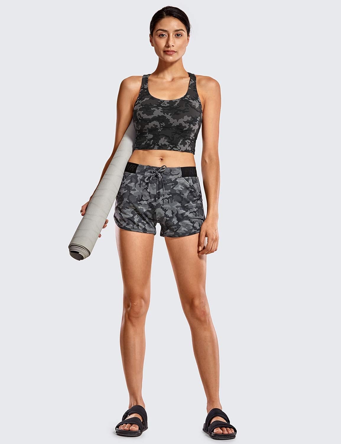 CRZ YOGA Strappy Sports Bras for Women Longline Wirefree Padded Medium Support Yoga Bra Top at  Women’s Clothing store