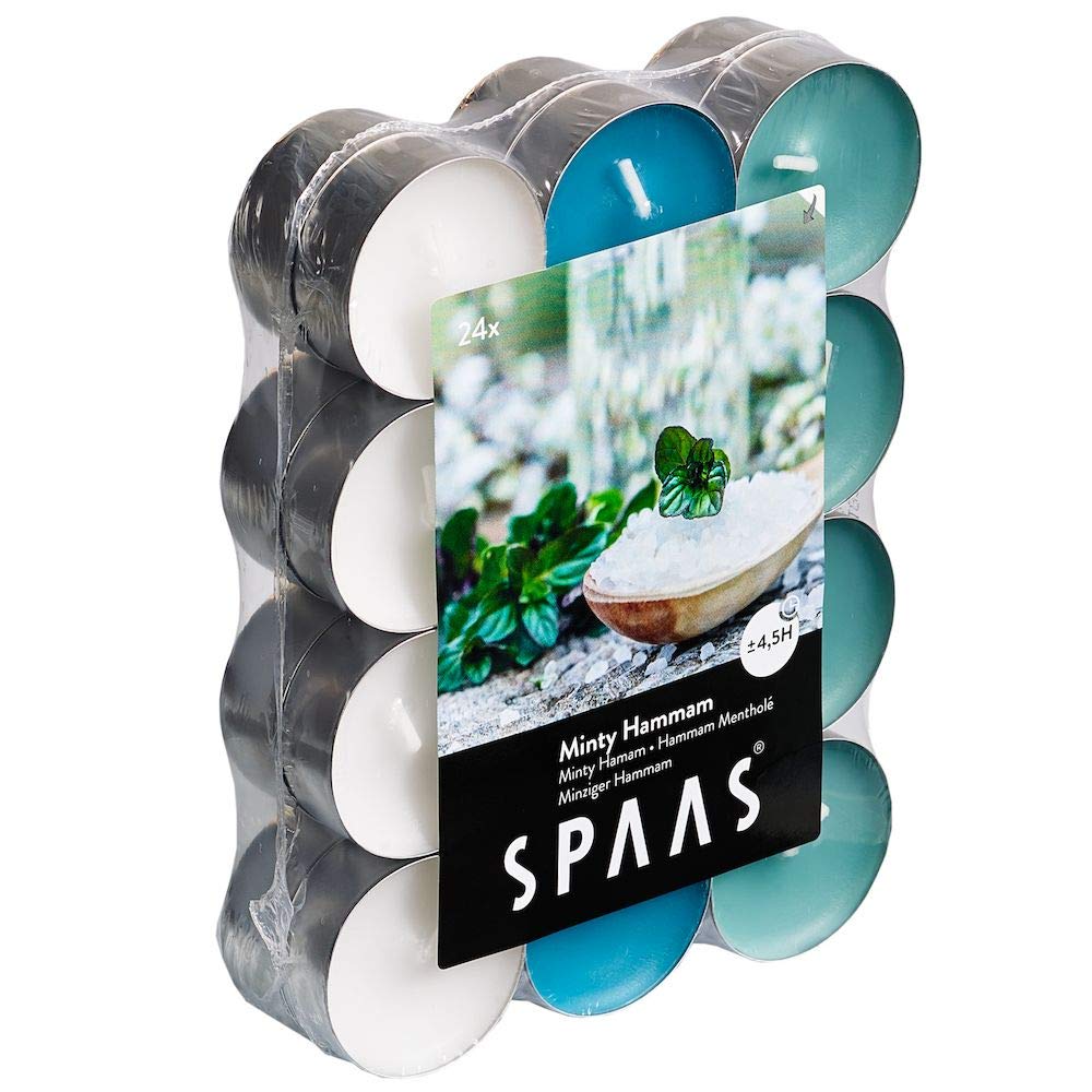 Spaas 24 Scented Tealights Assorted Colours, ± 4.5 Hours, Minty Hamman — image 1