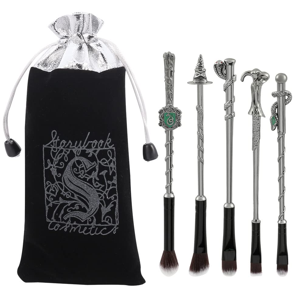 Harry Potter Makeup Brush Set 5 Pieces Metal Handle Makeup Brushes Gift Set for Girls Women