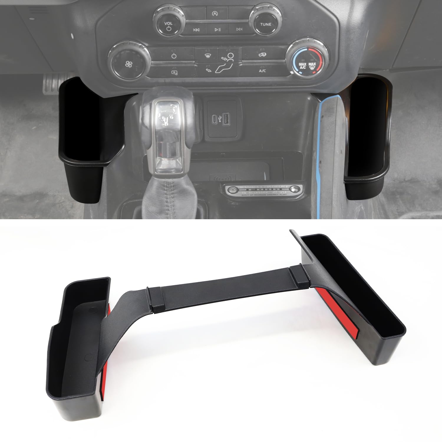Photo 1 of EVGoXMods Center Console Shifter Organizer Tray Compatible with Ford Bronco 2/4 Door 2025 2024 2023 2022 2021, Gear Side Storage Box Interior Accessories