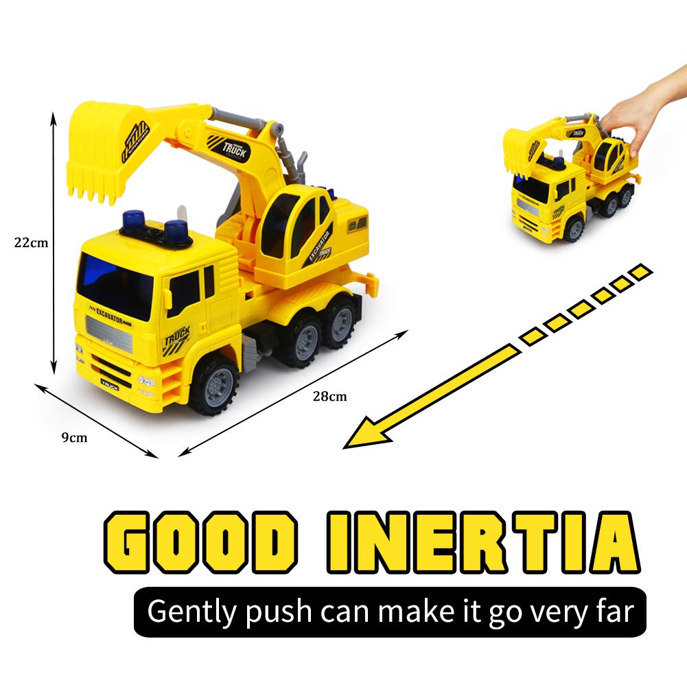 Excavador Cavador Juguetes de Ingenieria Construcción Vehículos Modelos de Autos Camiones con Luces y Musica para Niños Niñas 3 4 5