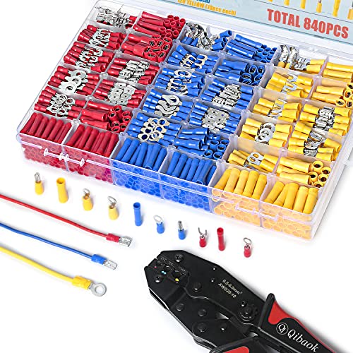 Qibaok 840PCS Electrical Wire Connectors, Insulated Wire Crimp