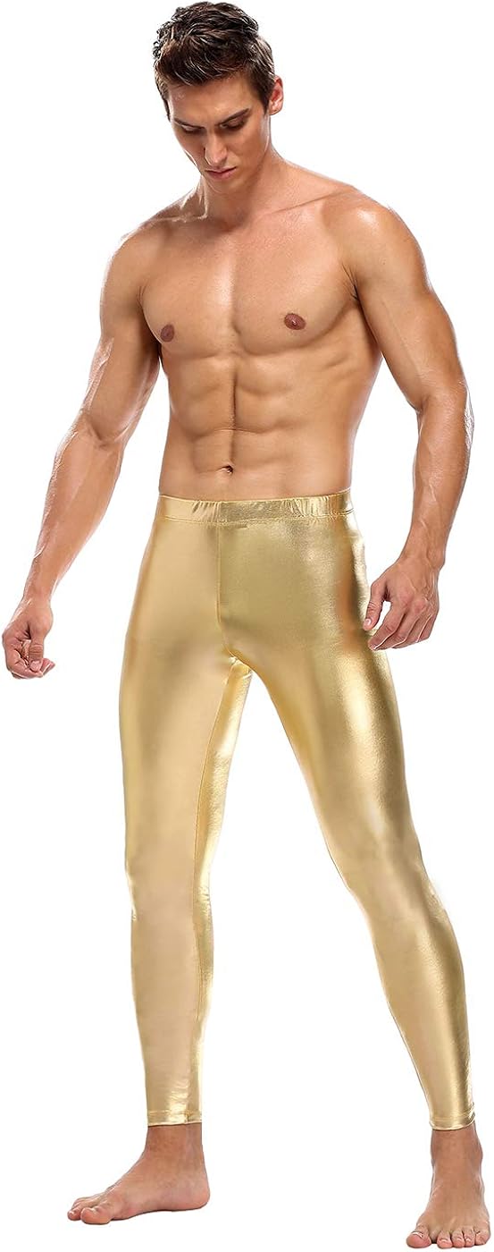 HDE Mens Holographic Meggings; Leggings for Halloween Costume, Disco, Festival: Clothing