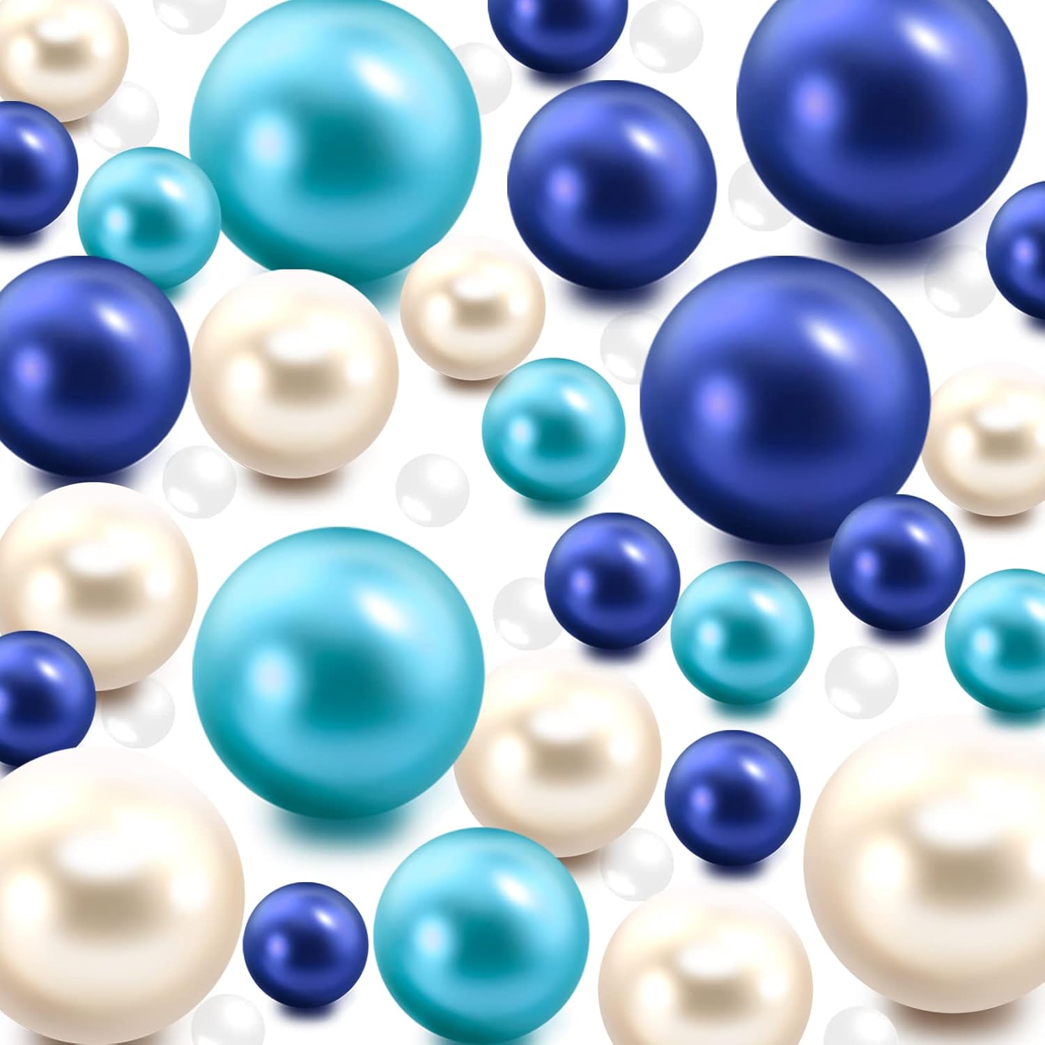 Vase Fillers - 200 Pieces Floating NO Hole Pearls and 6500 Pcs Transparent Water Gels,Floating Beads Pearls for Vases,Pearl Beads for Home Decor Weddings Centerpiece,10/14/20mm(Creamy White,Light Blue,RoyalBlue)