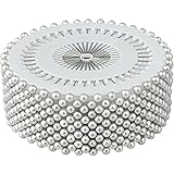 Saim 480 Pieces Sewing Pins, White Decorative Round Faux Pearl Head Corsage Sewing Pins Straight Dressmaking Pins for Hand Cr