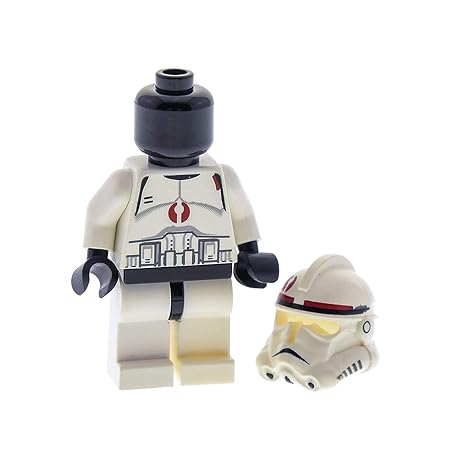 Bausteine gebraucht 1 x Lego System Figur Star Wars Clone Trooper Ep.3 weiß dunkel rot Kopf schwarz Helm Weiss dunkel rot Epi