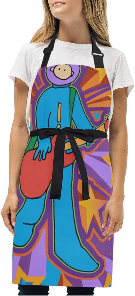Amazon Eilanna エプロン レッドベースギターを弾くスターマン ファッションパターン 調節可能首掛け カフェ風 業務用 家庭用 作業用 男女兼用 シンプルデザイン エプロン オンライン通販