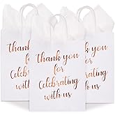 Sparkle and Bash Wedding Welcome Bags Rose Gold - 15-Pack Medium 10x8x4 in Rose Gold Foil Paper with Handles - Bridal Shower Thank You Gift Bag With Tissue Paper & Party Favor