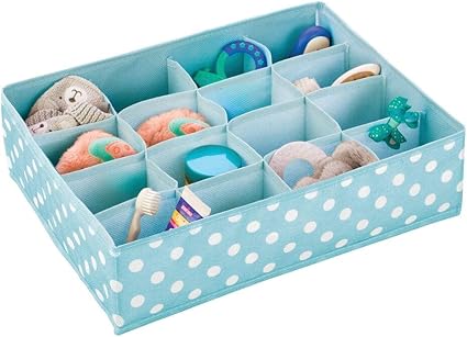 Mdesign Boite De Rangement Chambre D Enfant Rangement Tiroir A Pois Avec 16 Compartiments Pour Une Organisation Minutieuse Rangement Tissu En Fibre Synthetique Pour Articles Bebe Turquoise Amazon Fr Cuisine Maison