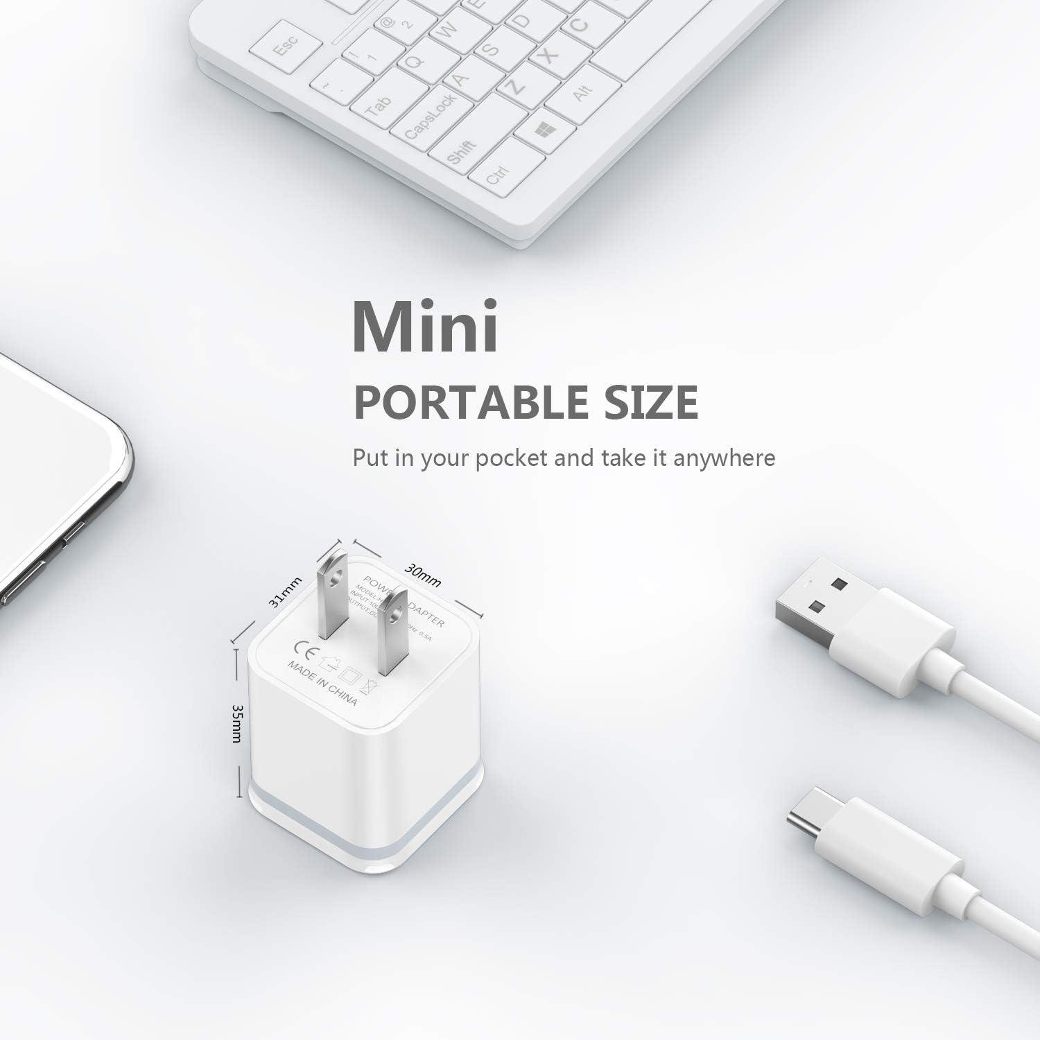 LUOATIP USB Wall Charger, 5-Pack 2.1A/5V Dual Port USB Cube Power Adapter Charger Plug Charging Block Replacement for iPhone Xs/XR/X, 8/7/6 Plus, Samsung, HTC, LG, Moto, Android Phones: Home Audio & Theater