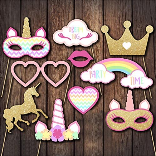 ShungHO Photobooth Props 10PCS Rainbow Unicorn Photo Booth Prop Kit Xmas Birthday Party Decor