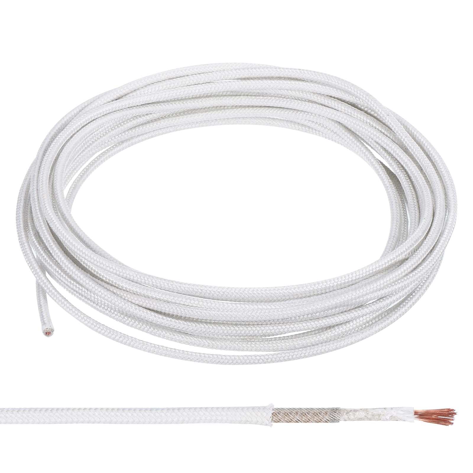 Photo 1 of PATIKIL 19.7Ft 17 AWG High Temperature Wire, -60-350 Degrees Celsius Mica Glass Fiber Electronic Wire Insulated Heat Resistant Electronical Flexible Cable for Lamp Boiler Heater, White