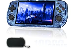 EWDGOES RGB10MAX 3 Handheld Game Console 5.0-inch IPS RK3566 4000mAh 2.4GWF BT Preinstalled Retro System 16+64GB with Portable Case Transparent Blue