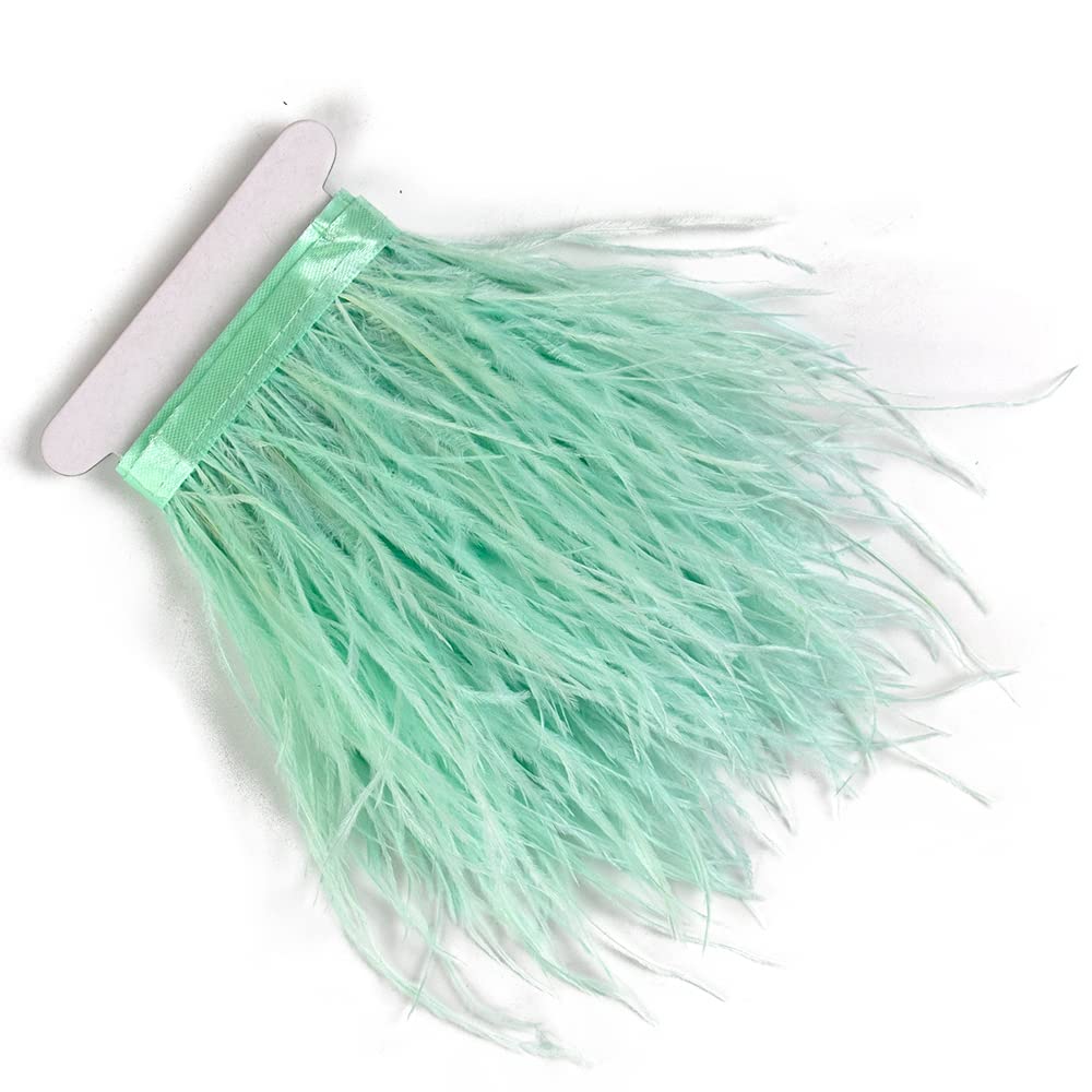 3 Yards 10-15cm Mint Green Ostrich Feathers Trim Fringe for DIY Dress Sewing Crafts Costumes Decoration