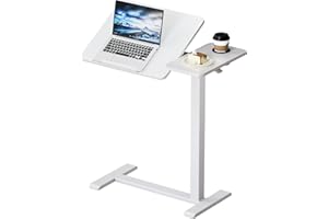 BIZUM BZIUM Overbed Bedside Table with Hidden Wheels, Adjustable Medical Tilt Top Hospital Bed Table Over The Bed, Rolling Desk Mobile Standing Desk for Hospital&Home Use (White)