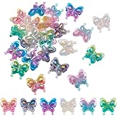GOMAKERER 24 Pcs 6 Styles Focal Beads for Pens, Acrylic Butterfly Beads Cute Insect Loose Beads Coloful Pen Accessories Beads for Beaded Pens Jewelry Keychain Making