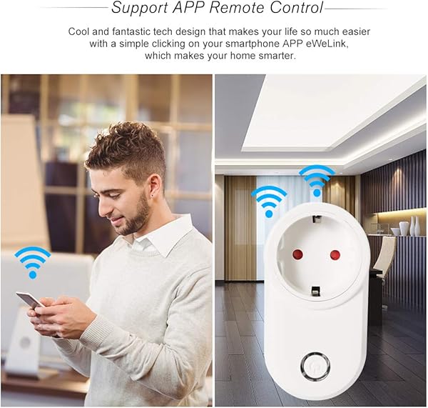 eWeLink Enchufe Inteligente WiFi EU Tipo E Soporte Control Remoto Funcin de Temporizacin Control de Voz Compatible con Amazon Alexa y para Google Home IFTTT