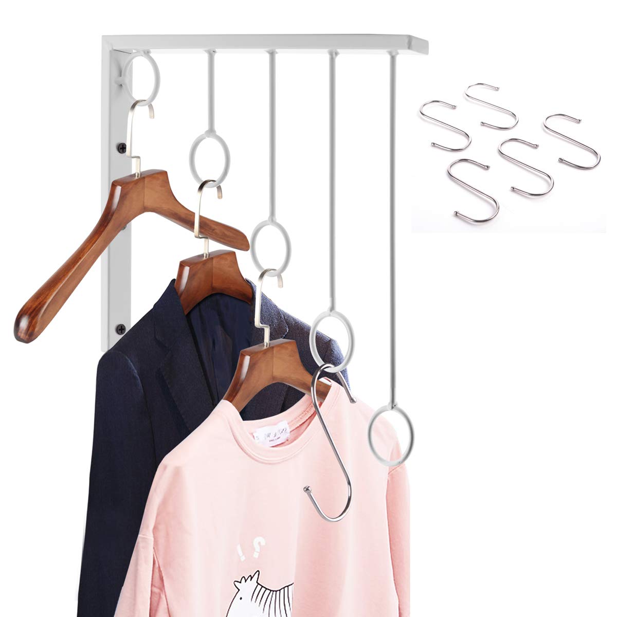 OKOMATCH Clothes Hanger Wall Mounted Clothing Organizer/Drying Rack