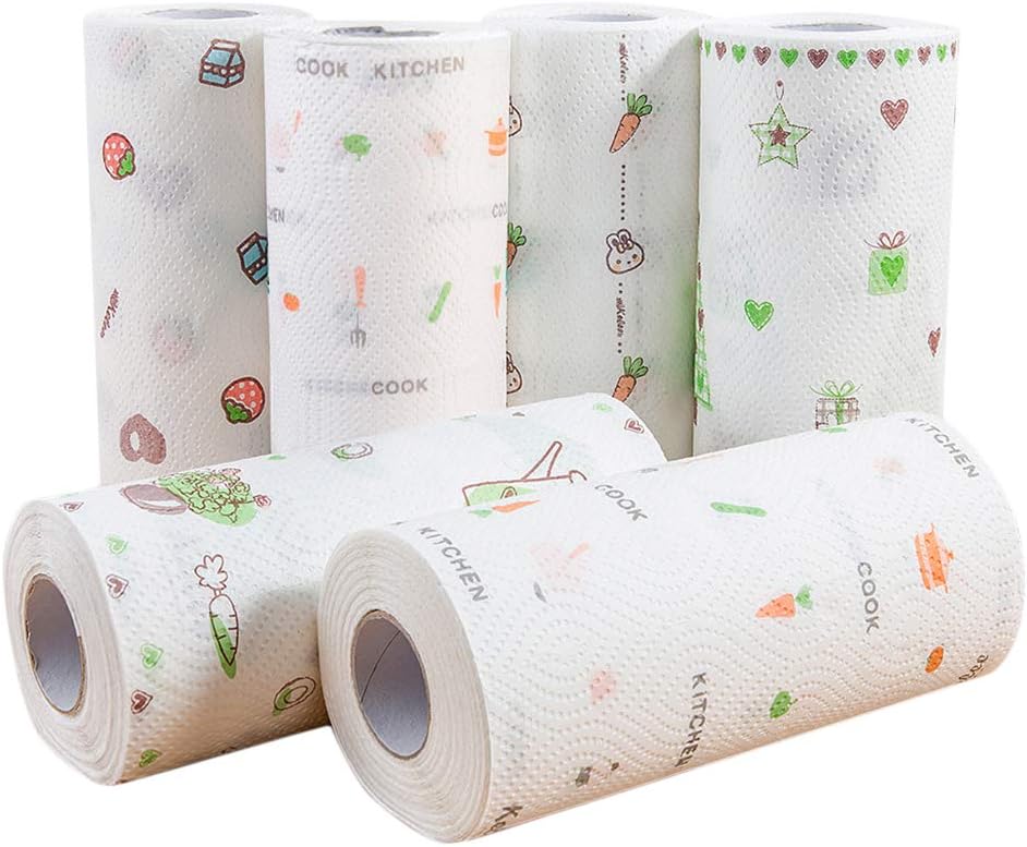 IVYSHION Kitchen Paper Household Kitchen Towels Paper Towels for Oil Absorption and Water Hollow Replacement Roll Paper 80pcs/roll