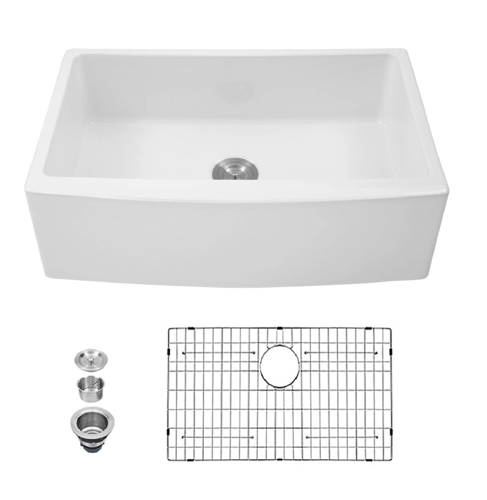 Buy Lordear 33 Inch Farmhouse Kitchen Sink White Fireclay Porcelain