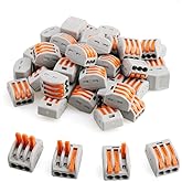 Lever-Nut 3 Port Wire Connector Terminal Block PCT-213 Compact Push Butt Joint Cable Connector, 50 Pack