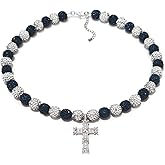 16 Inch Baseball Necklaces for Boys, 18-20 Inch Baseball Necklace, Rhinestone Baseball Bead Necklace, Baseball Cross Necklace for Men, Adjustable Baseball Drip Bling Necklace for Baseball Team Lovers