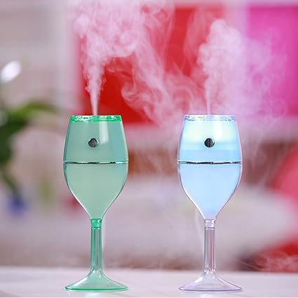 ShoppoStreet Wineglass Ultrasonic Humidifier Air Purifier with Colorful LED Night Light USB for