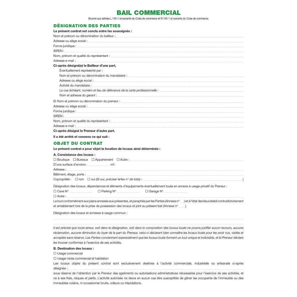 Exacompta - Ref. 47E - 1 Commercial rental file - craftsmen and traders - This complete file includes all the mandatory documents to rent commercial premises with complete peace of mind