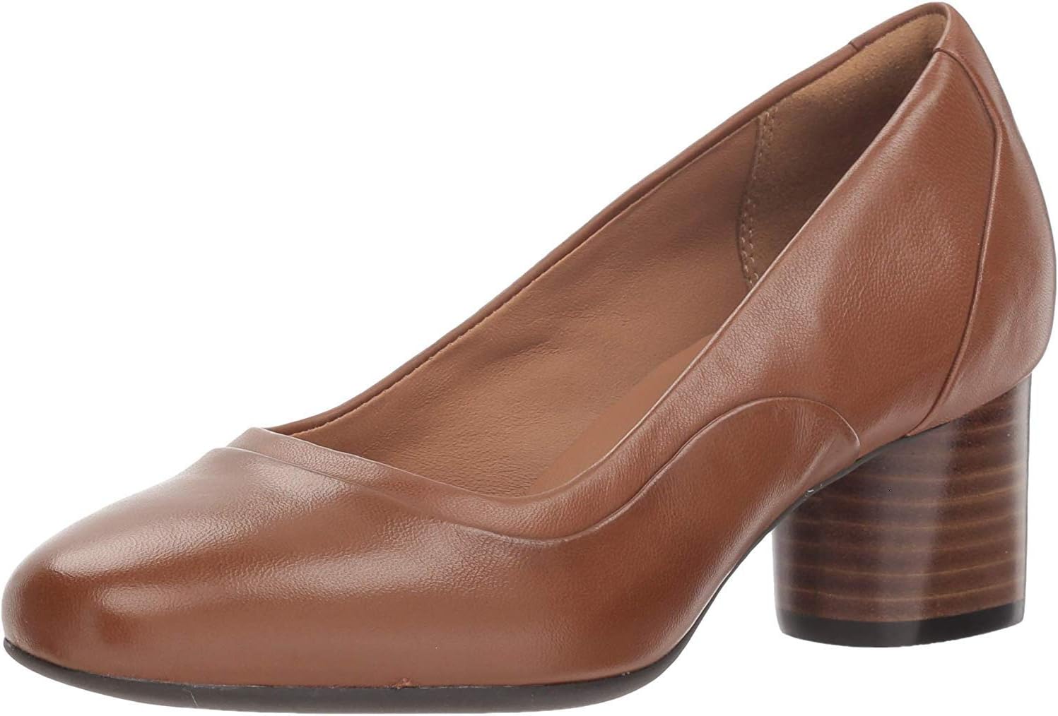Womens Un Cosmo Step Pump, Dark Tan Leather, Size 9.5