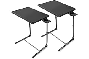 Adjustable TV Tray Set of 2 - TV Dinner Tray on Bed & Sofa, Comfortable TV Tray Table with 6 Height & 3 Tilt Angle Adjustments by HUANUO (2 Pack)