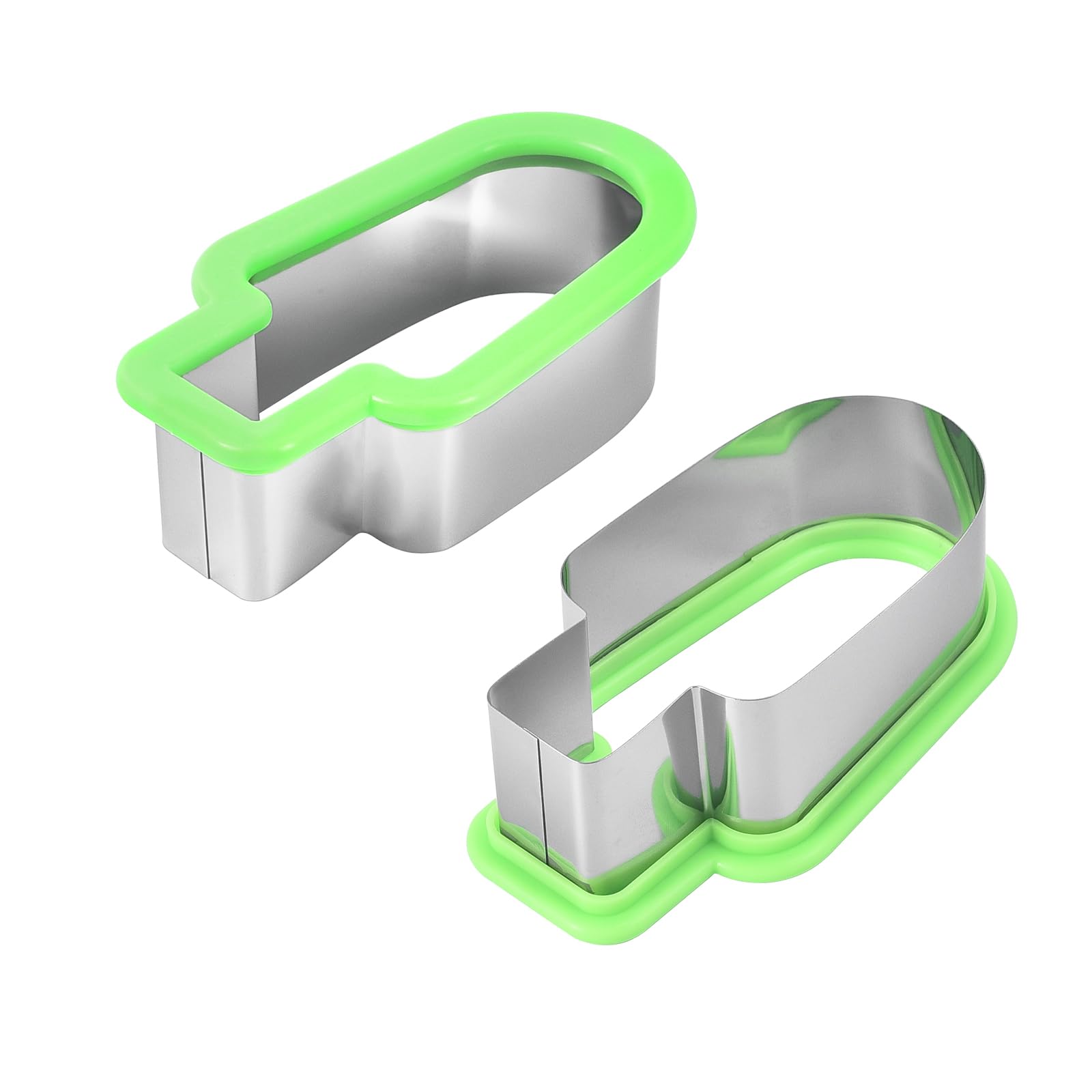 Watermelon Slicer, Creative Popsicle Shape Stainless Steel Watermelon Cutting Mold Handheld Melon Slicer DIY Fruit Tool - Green, Pack of 2