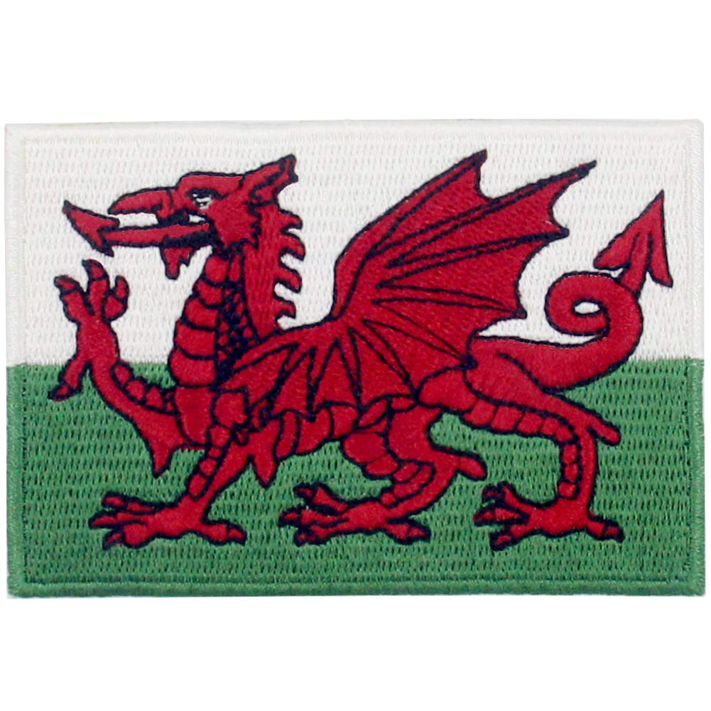 EmbTao Wales Flag Patch Embroidered Welsh Applique Iron On Sew On Emblem