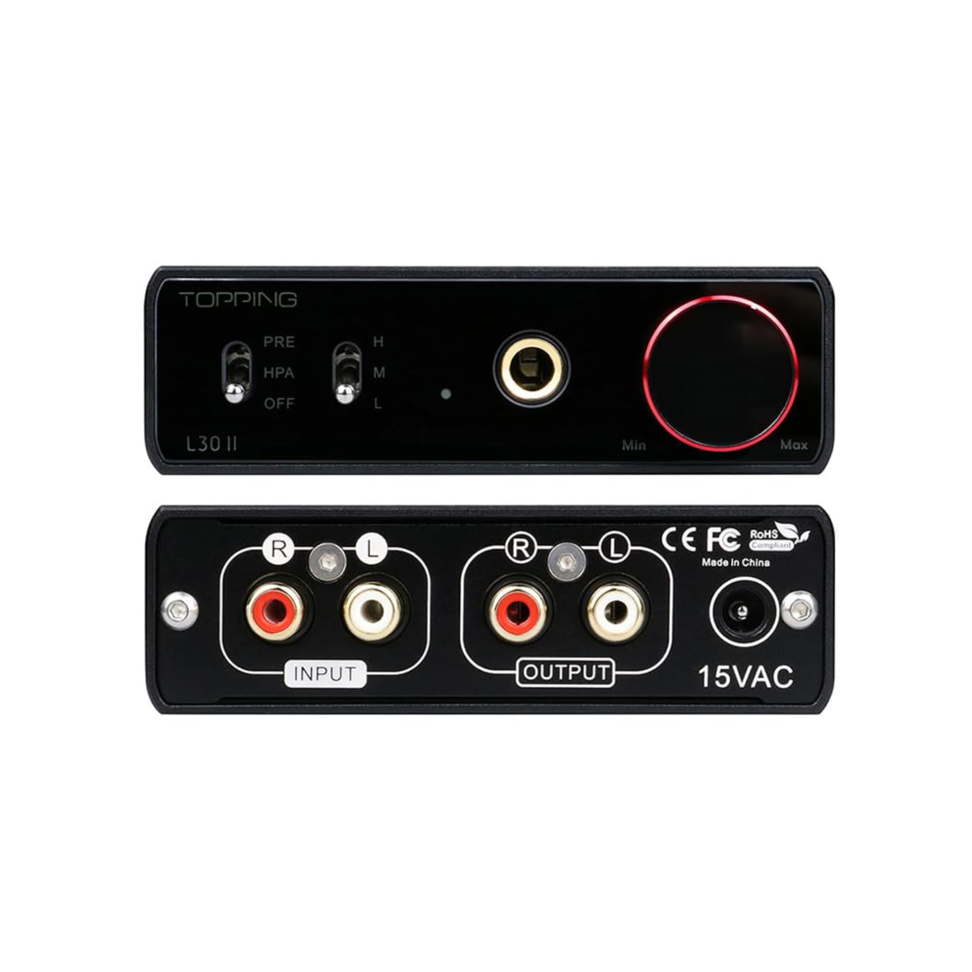 Topping L30 II NFCA Headphone Amplifier RCA Input PRE/RCA/HPA Output 560mWx2 Home Desktop HiFi Headphones Preamp (Black)