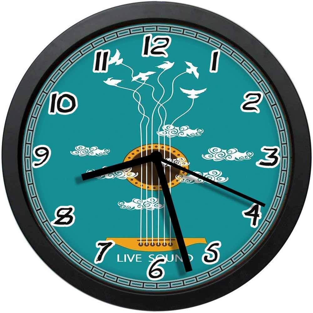 Amazon Com Bcwaygod Abstract Music Themed With Birds On Strings And Clouds Illustration Non Ticking Wall Clock Silent Home Decor Battery Operated Clock 10 Inch Home Kitchen